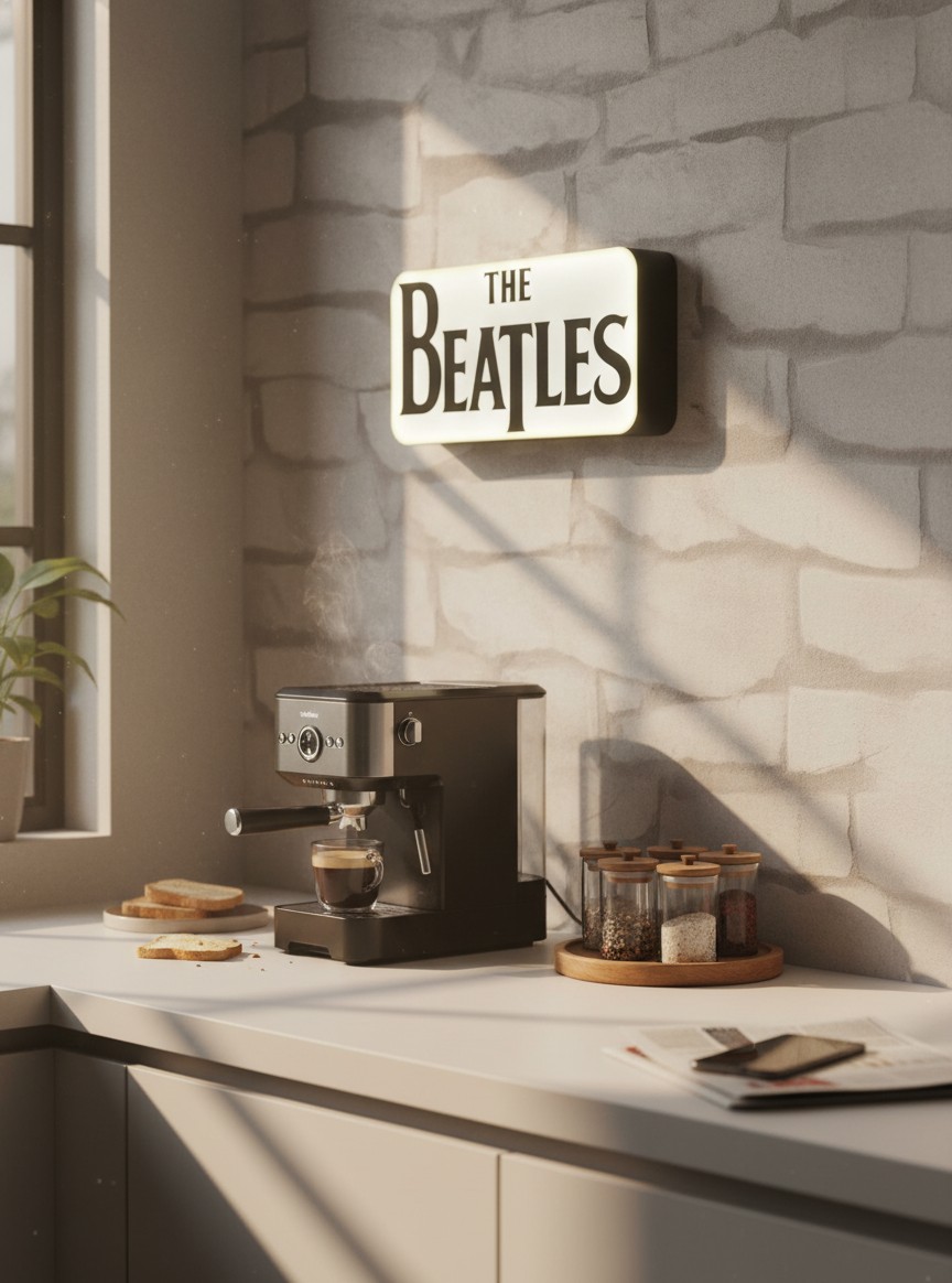 The Beatles LED-Leuchtschild Wanddeko Musik-Deko Geschenk - Mockup