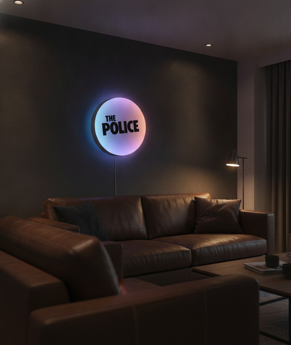The Police LED-Leuchtschild Wanddeko Musik-Deko Geschenk - Mockup