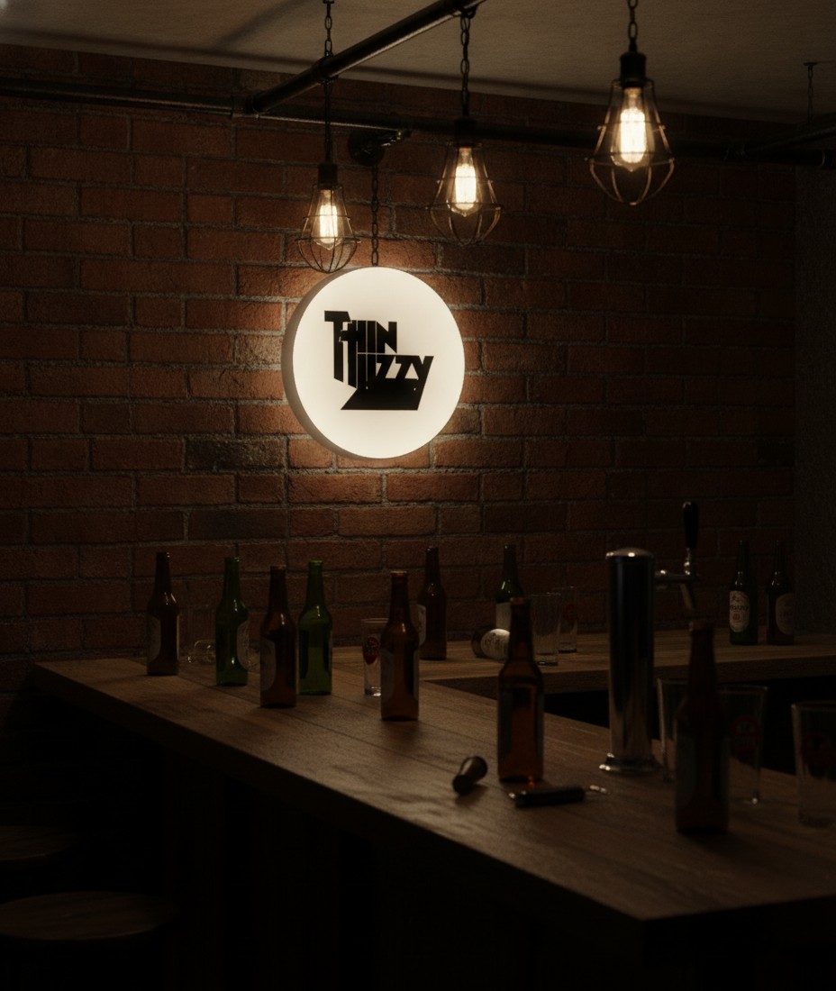 Thin Lizzy LED-Leuchtschild Wanddeko Musik-Deko Geschenk - Mockup
