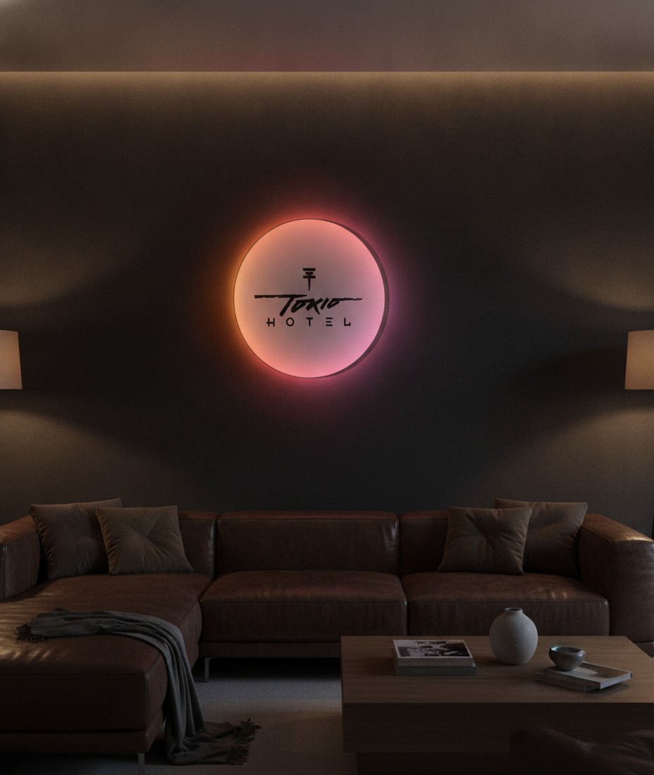 Tokio Hotel LED-Leuchtschild Wanddeko Musik-Deko Geschenk - Mockup
