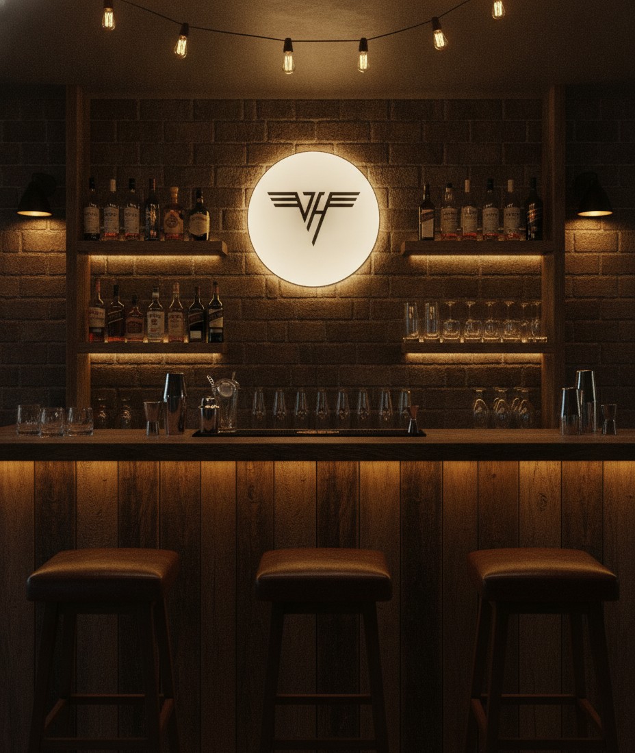 Van Halen LED-Leuchtschild Wanddeko Musik-Deko Geschenk - Mockup