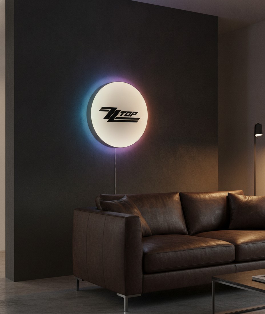 ZZ Top LED-Leuchtschild Wanddeko Musik-Deko Geschenk - Mockup