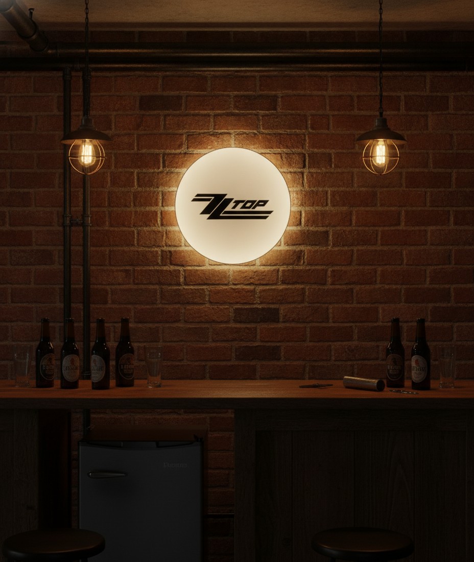 ZZ Top LED-Leuchtschild Wanddeko Musik-Deko Geschenk - Mockup